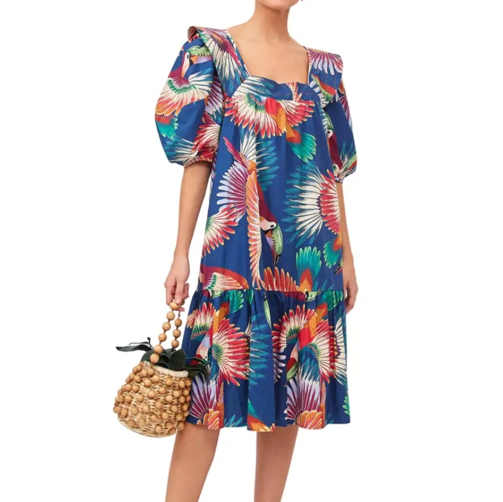 Farm Rio Balloon Sleeve Midi Dress Medium/Large